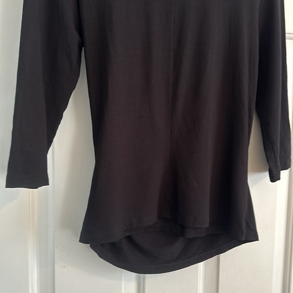 Women’s Diana Slavin Black Faux Wrap 3/4 Sleeve Top, size Small - Picture 7 of 8